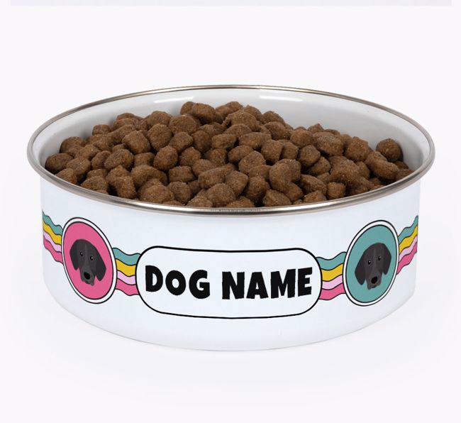 Rainbow Waves: Personalised {breedFullName} Enamel Dog Bowl